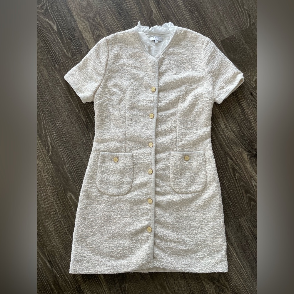 Sandro Taly Tweed Ruffled Collar Dress